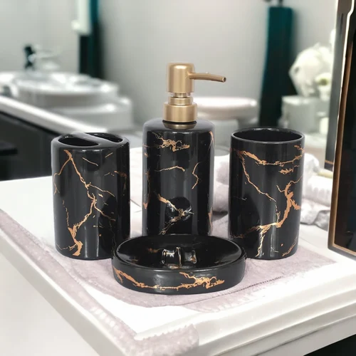 Black Bathroom Accessories Set