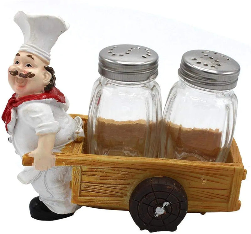 French Chef Cart Salt and Pepper Shaker Set