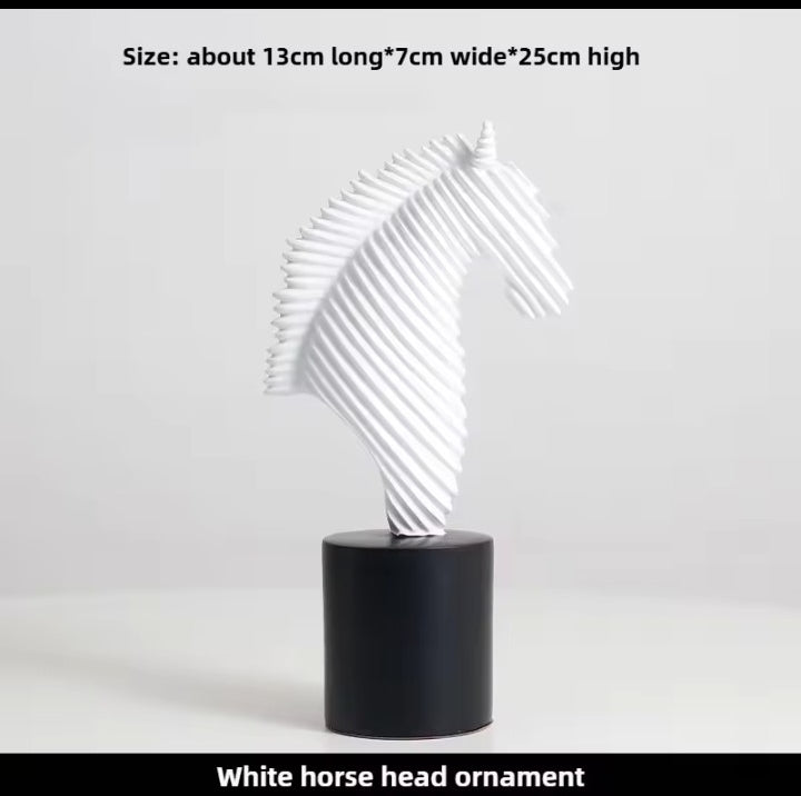 Abstract Striped Horse Head Mascot Animal Sculpture