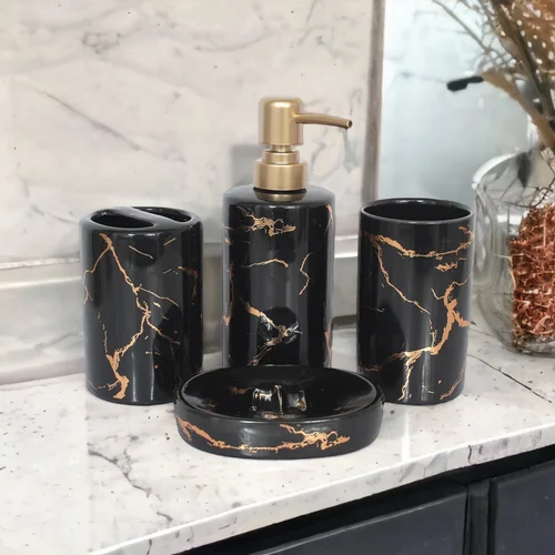 Black Bathroom Accessories Set