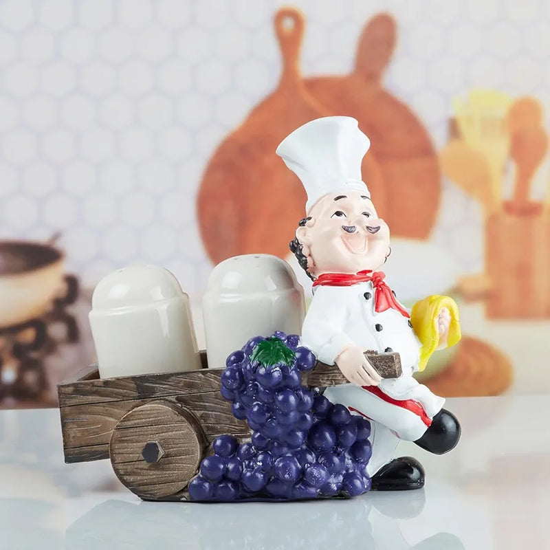 Chef With Trolley Salt & Pepper Holder