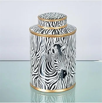 Boast of home Tibor 27cm Zebras Black and White Kenyax Vases ( Set of 2 )