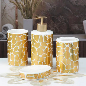 Golden Ceramic Bathroom Accessories Set