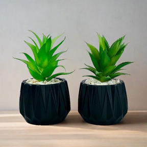 Matt Black Tri Texture Pots Planter 1Pc