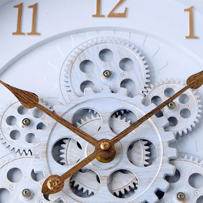 Vintage Rustic Wall Clock with Moving Gears