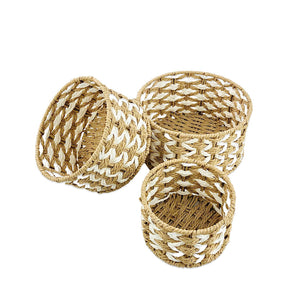 Round zag Jute Towel Basket (Set of 3)