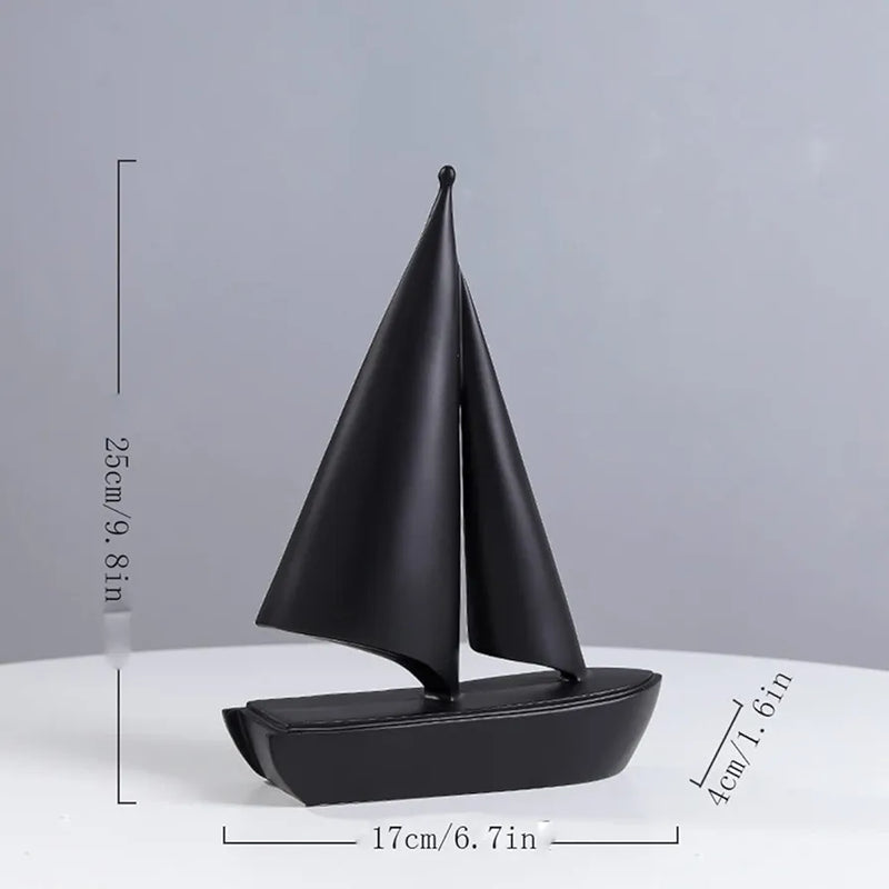 Modern Sailing Boat Statue Collectible Ornament Resin