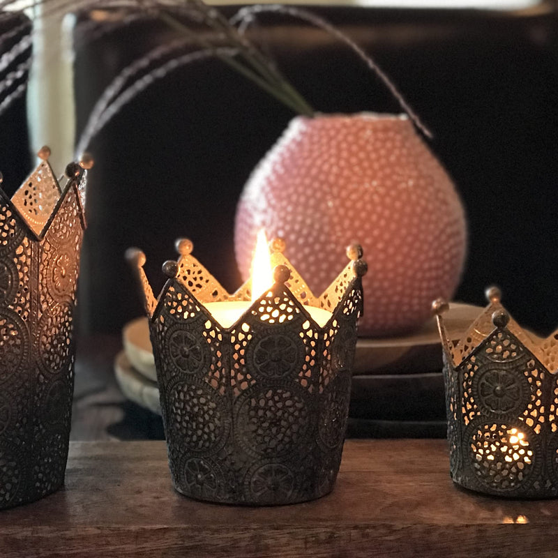 3 Piece Circular Crown Candle Holder Set