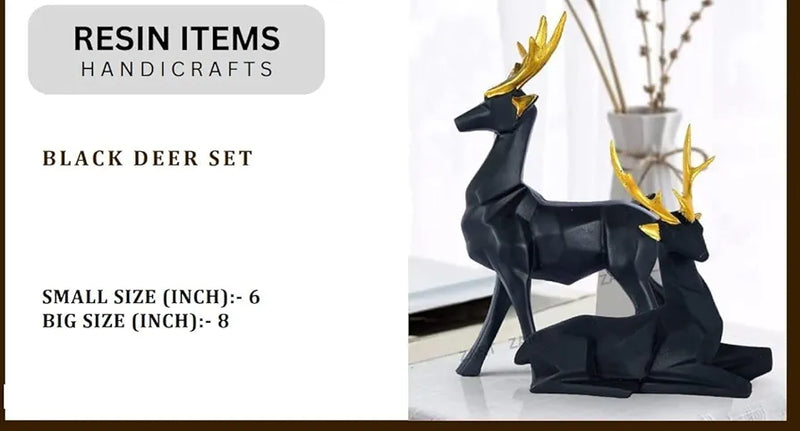 Black Resin Rein Deer ( Set of 2 )