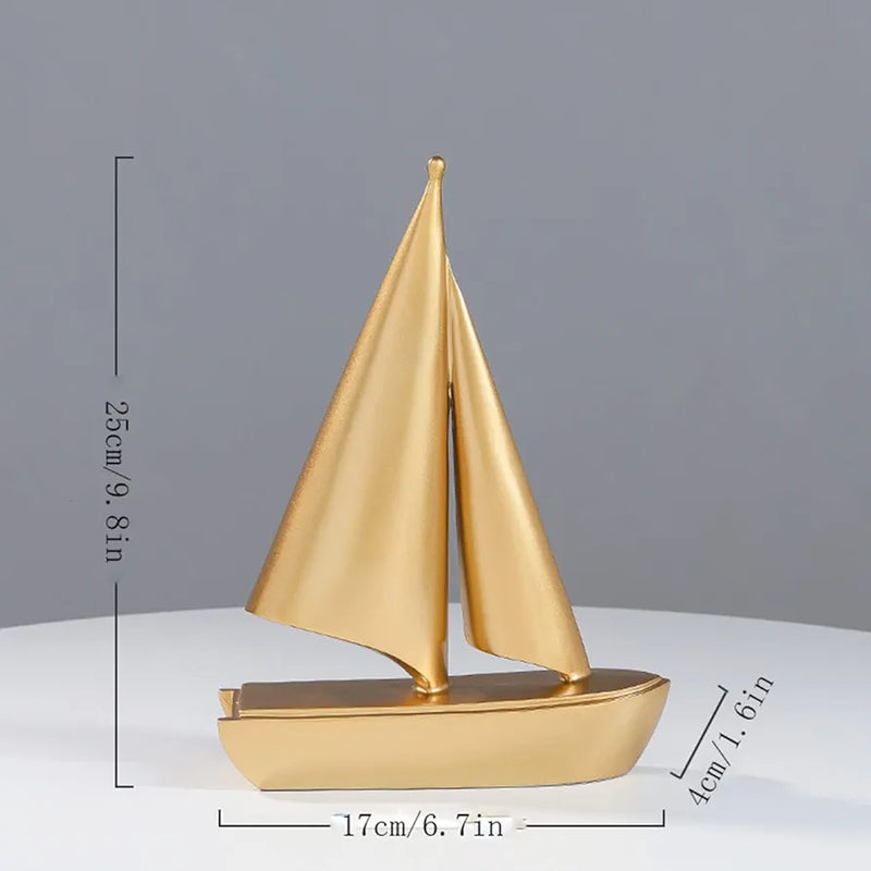 Modern Sailing Boat Statue Collectible Ornament Resin