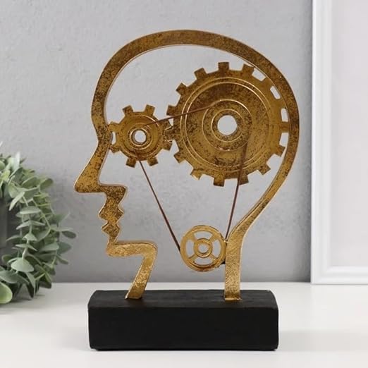 Artistic Sculpture 'Wheels of the Brain and Human Head'