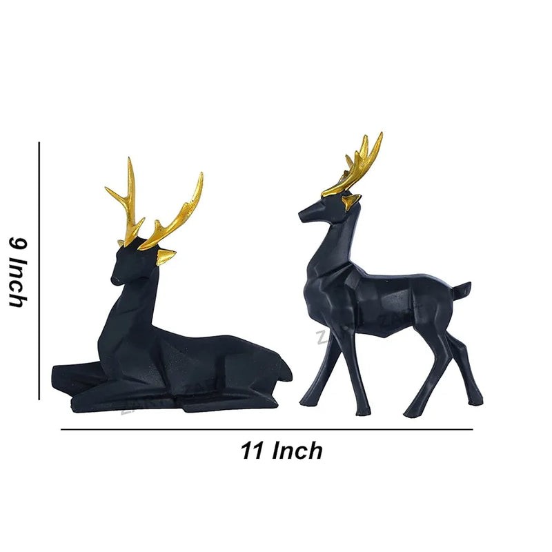 Black Resin Rein Deer ( Set of 2 )