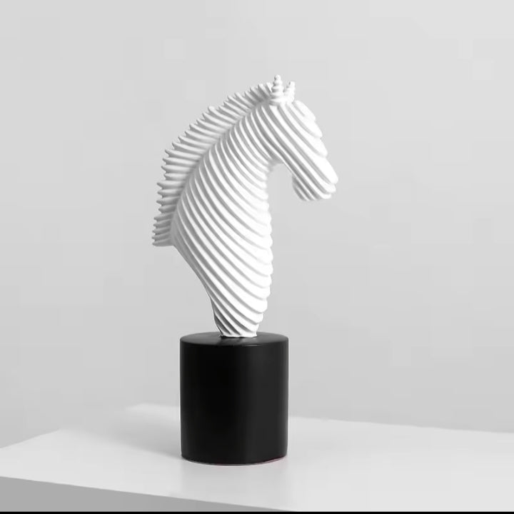 Abstract Striped Horse Head Mascot Animal Sculpture