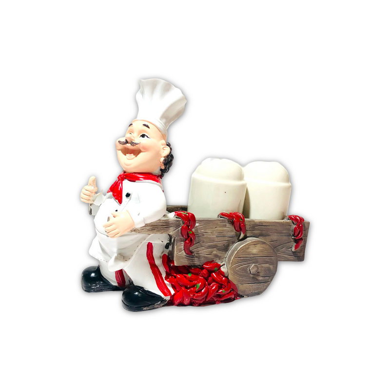 Chef With Trolley Salt & Pepper Holder