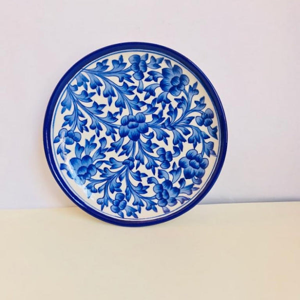 Handmade Blue Pottery Wall Hanging Plates( Set of 5pc )