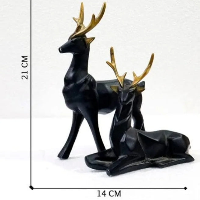 Black Resin Rein Deer ( Set of 2 )
