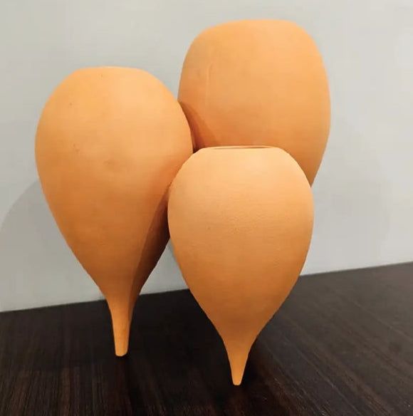 Terracotta Teardrop Vase Set