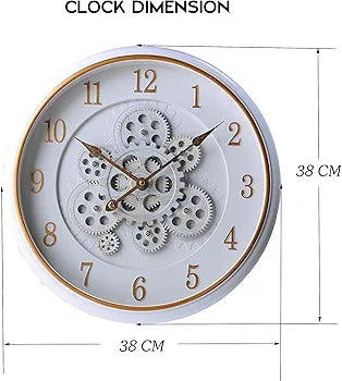 Vintage Rustic Wall Clock with Moving Gears