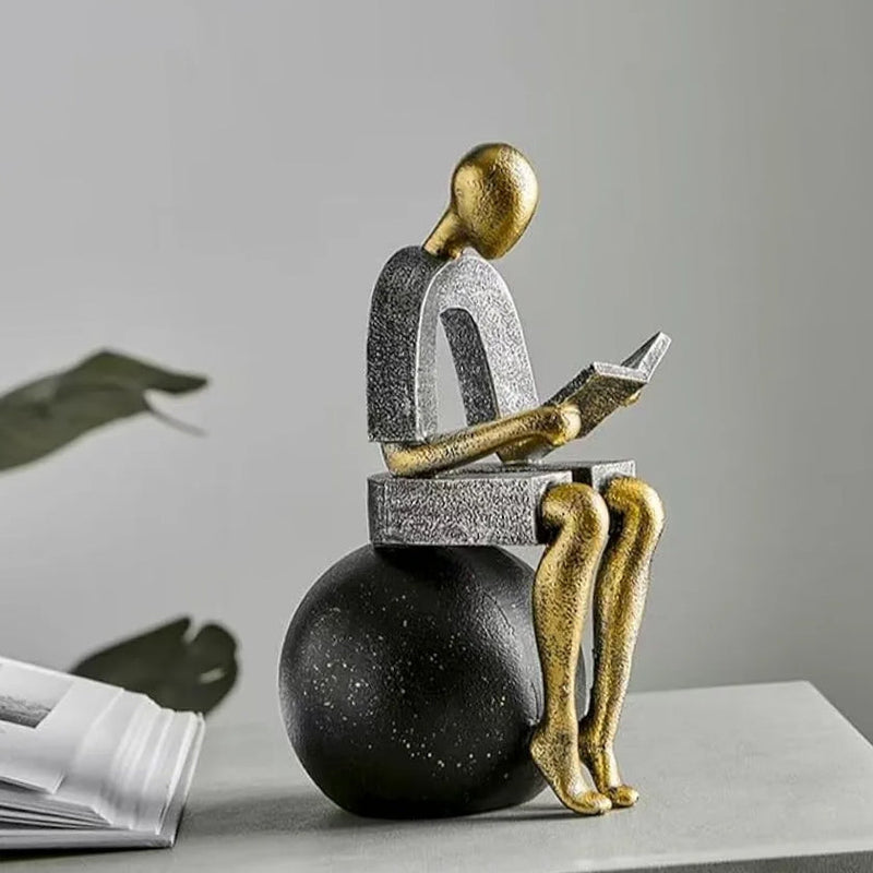 Modern Abstract Reading Figure Sculpture Bookend