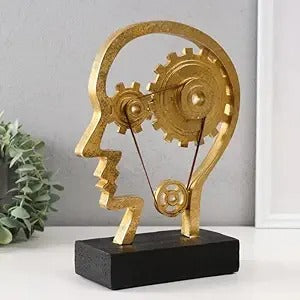 Artistic Sculpture 'Wheels of the Brain and Human Head'