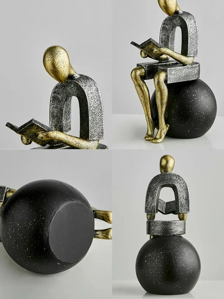 Modern Abstract Reading Figure Sculpture Bookend