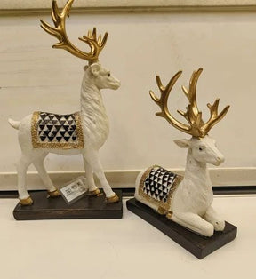 Decorative Black Color Deer Sculpture For Home Decoration Set of 2