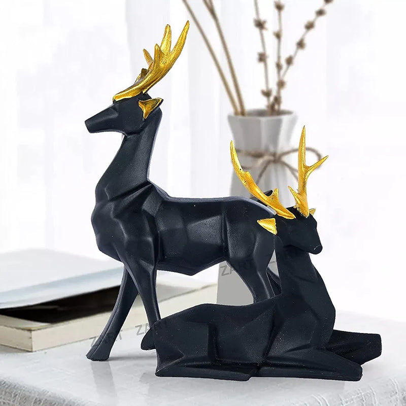 Black Resin Rein Deer ( Set of 2 )