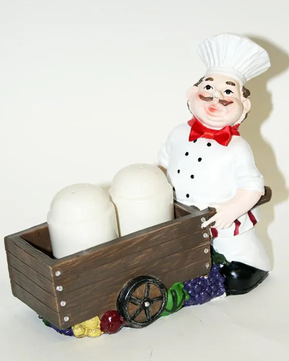 Chef With Trolley Salt & Pepper Holder