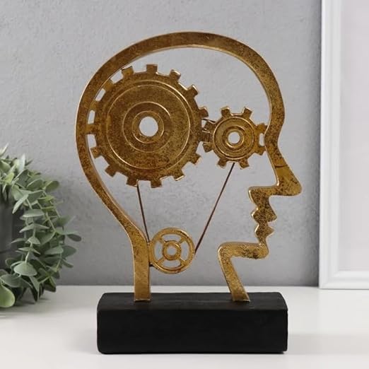 Artistic Sculpture 'Wheels of the Brain and Human Head'