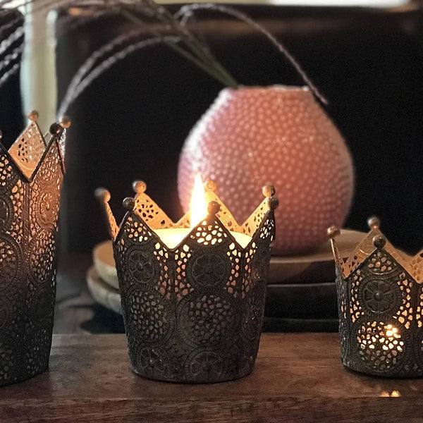 3 Piece Circular Crown Candle Holder Set