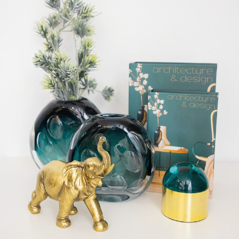 Oval Green Glass Vase