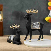 Decorative Black Color Deer Sculpture For Home Decoration Set of 2