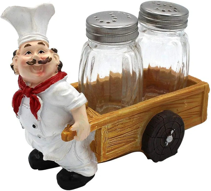 French Chef Cart Salt and Pepper Shaker Set