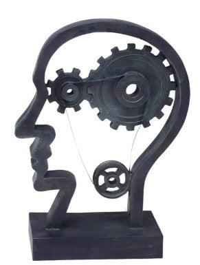 Artistic Sculpture 'Wheels of the Brain and Human Head'