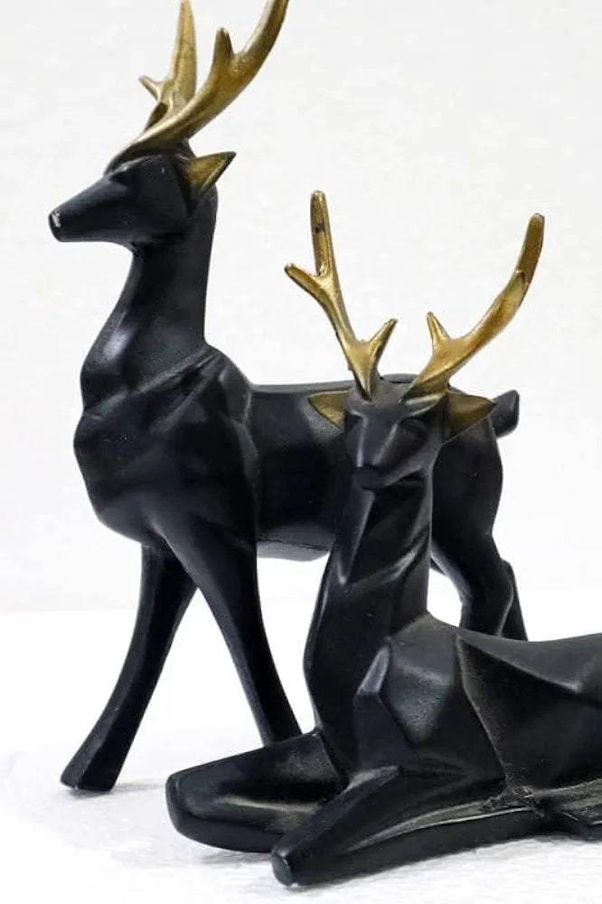 Black Resin Rein Deer ( Set of 2 )