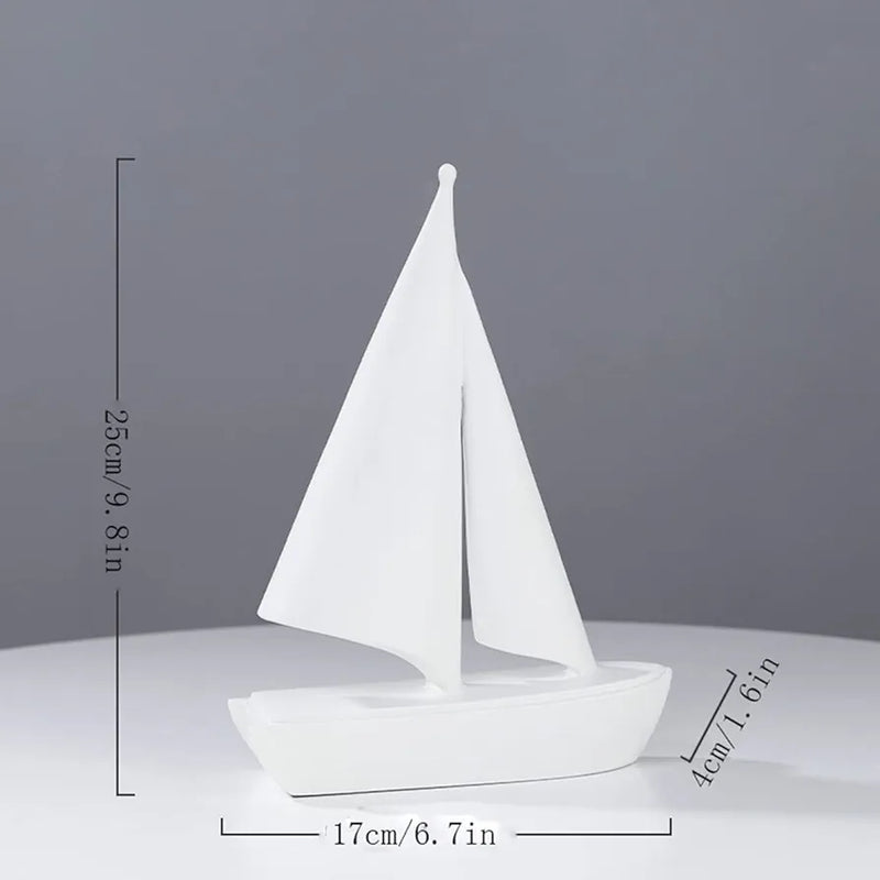 Modern Sailing Boat Statue Collectible Ornament Resin