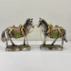 Vintage Ethnic Horse Figurine with Rustic Appeal ( Set of 2 )