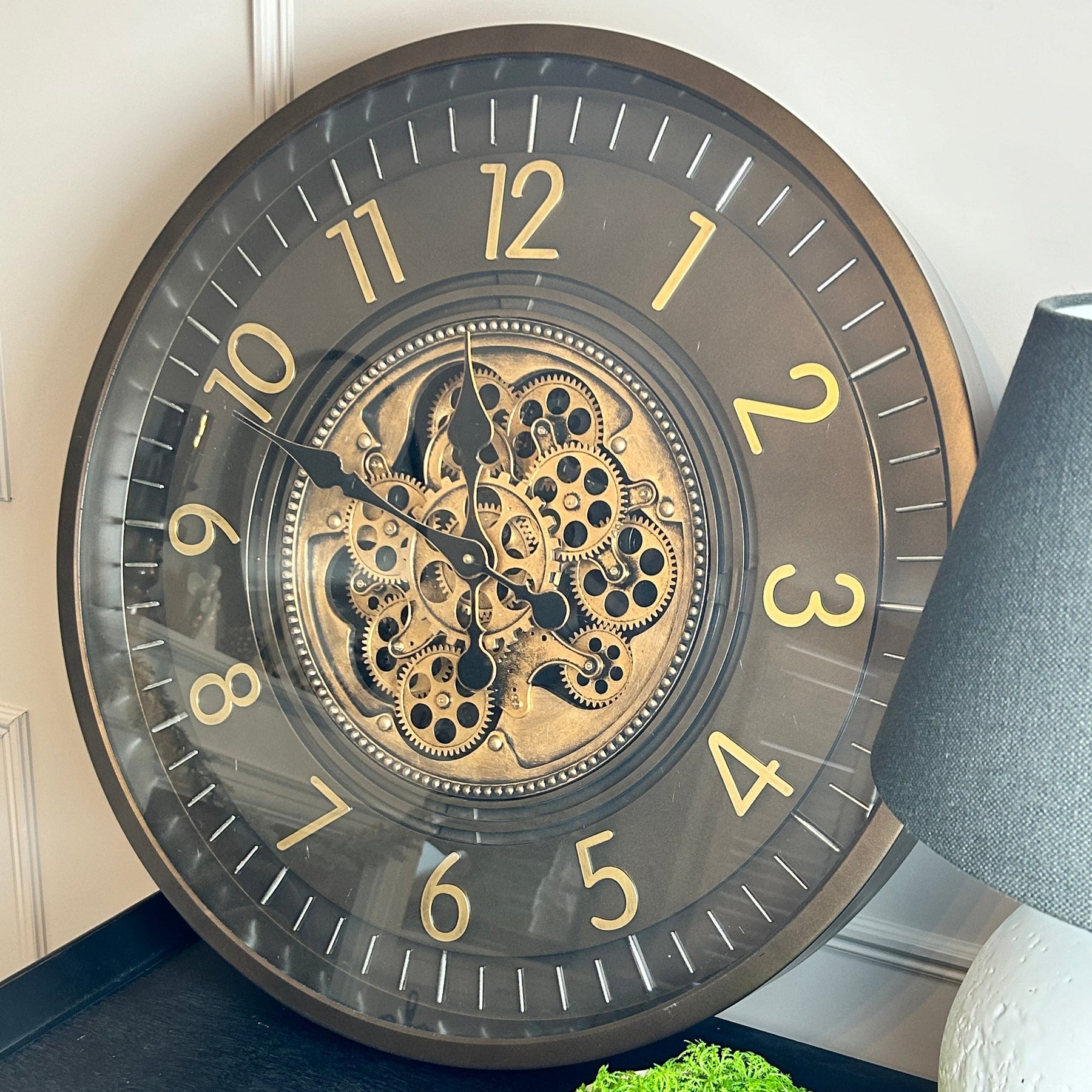 Gunmetal and Brass Gears Wall Clock