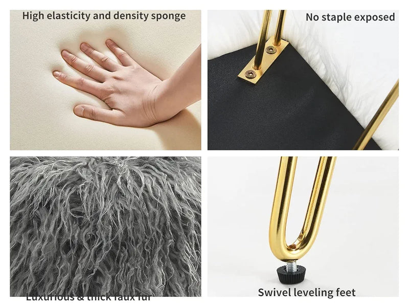 Fur Fuzzy Bedroom Stool