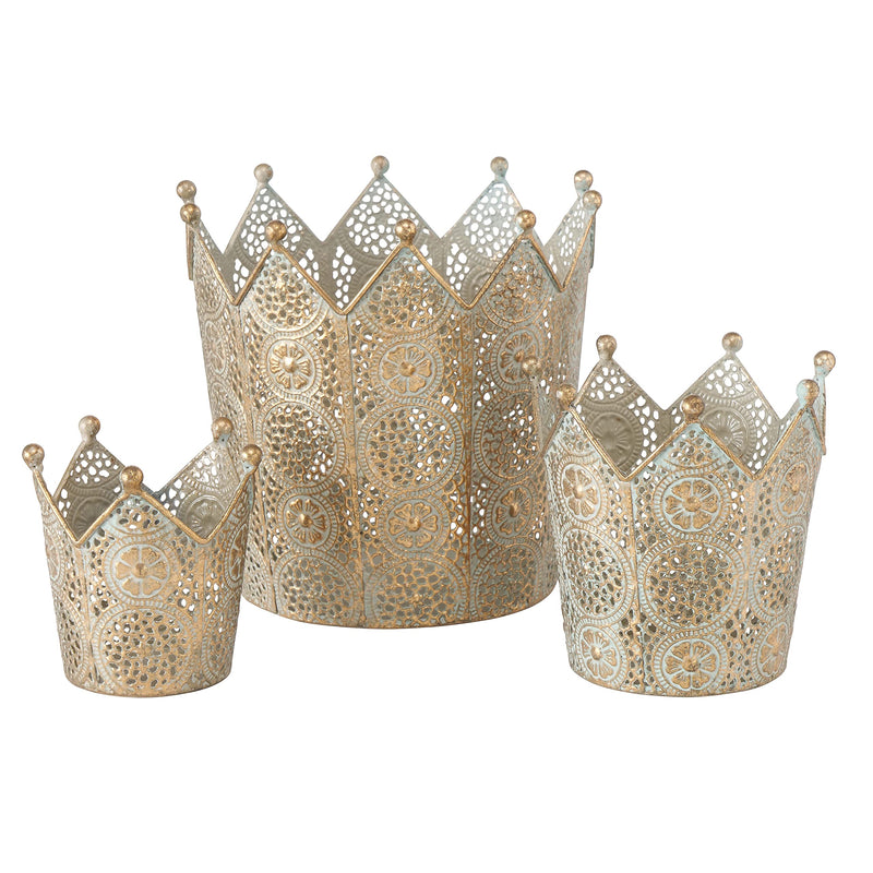 3 Piece Circular Crown Candle Holder Set