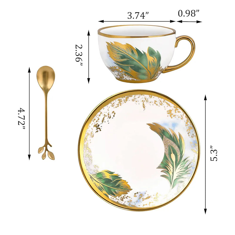 Coffee Mug Set with Saucer & Spoon