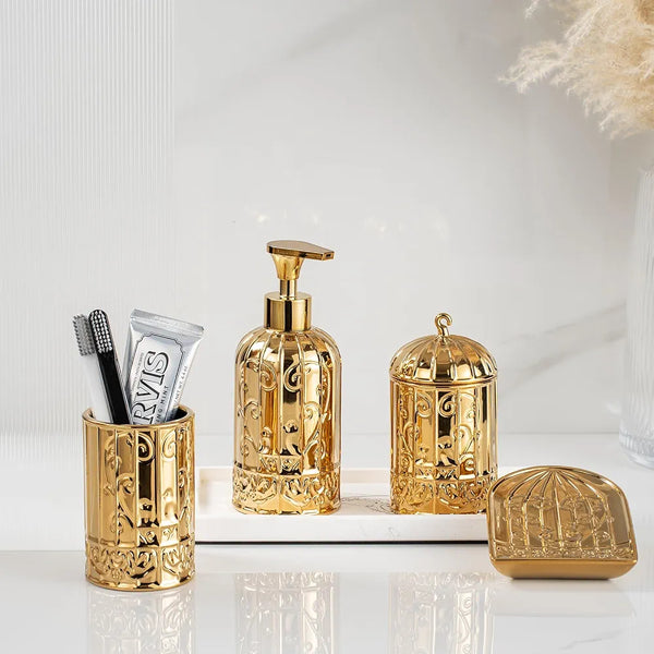 Gold Royal Hand Soap Dispenser with Gold Glossy Pump ( Set of 4 )