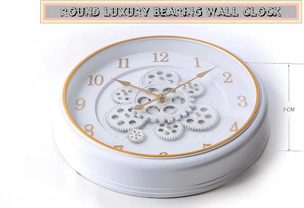 Vintage Rustic Wall Clock with Moving Gears