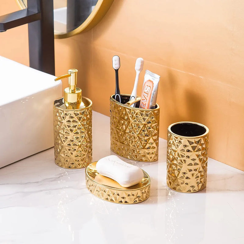 Gold Bathroom Accessory Sets 4 Piece