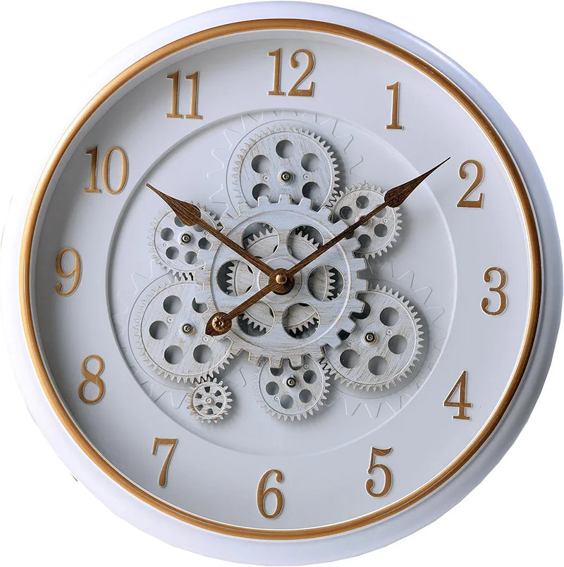 Vintage Rustic Wall Clock with Moving Gears