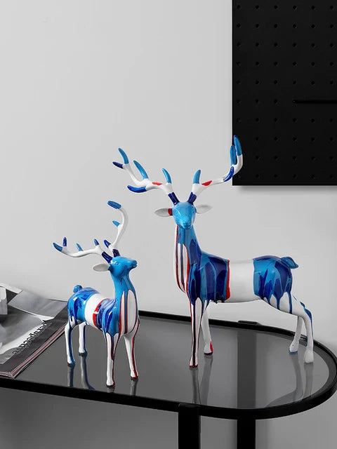 Bluish Textured Deer (Set Of 2)