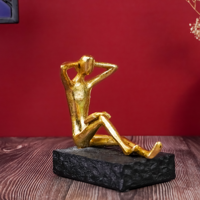 Gold Reading and Thinking Bookend Sculptures