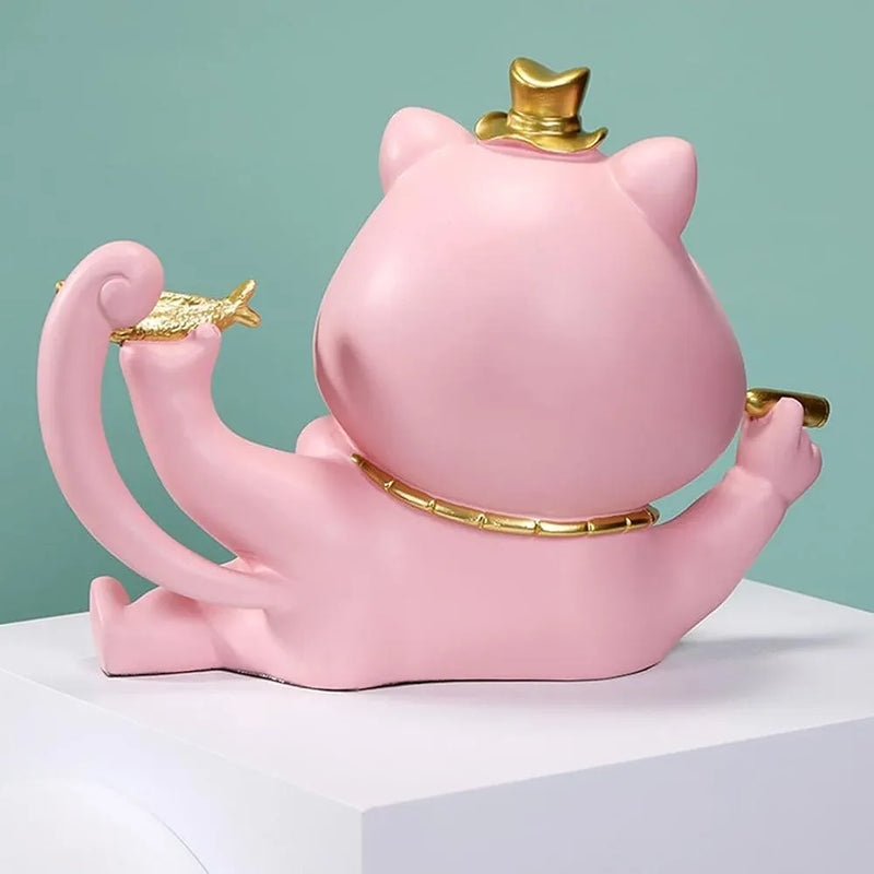 Resin Lucky Big Mouth Cats Storage Box