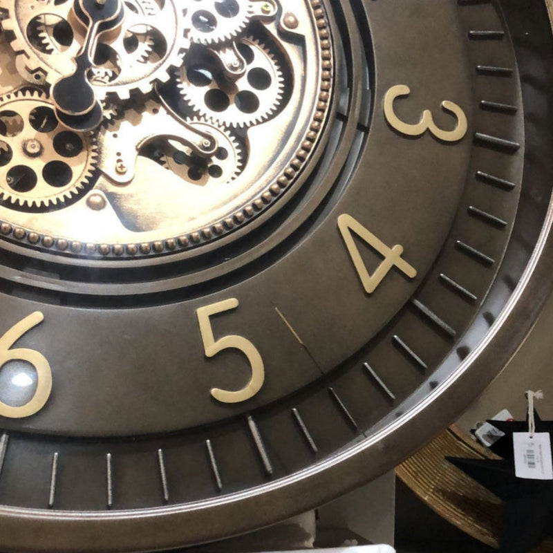 Gunmetal and Brass Gears Wall Clock