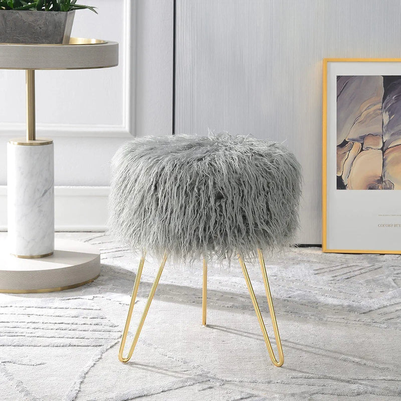 Fur Fuzzy Bedroom Stool